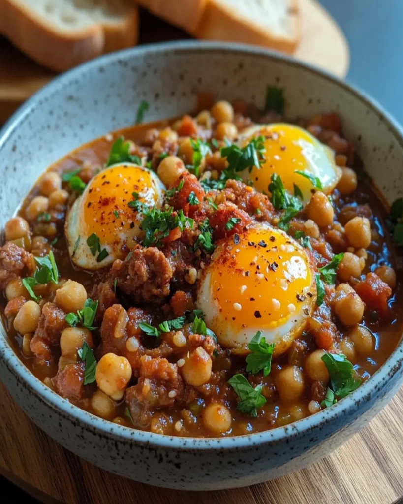 Chorizo and Chickpea Stew with Baked Eggs First Image First Image