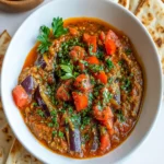 Roasted Eggplant and Tomato Dip Recipe (Zaalouk) First Image First Image