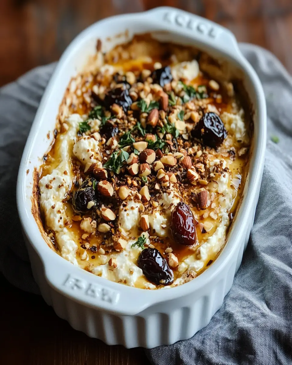 Creamy Baked Feta Dip with Dates, Hazelnuts, and Honey First Image First Image