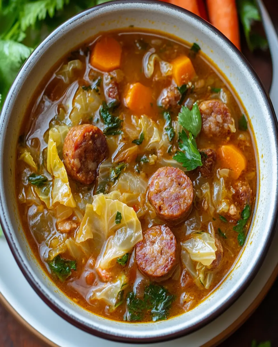 European Cabbage and Sausage Soup First Image First Image